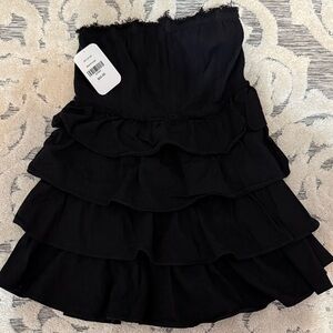 Boutique Black Strapless Ruffle Dress